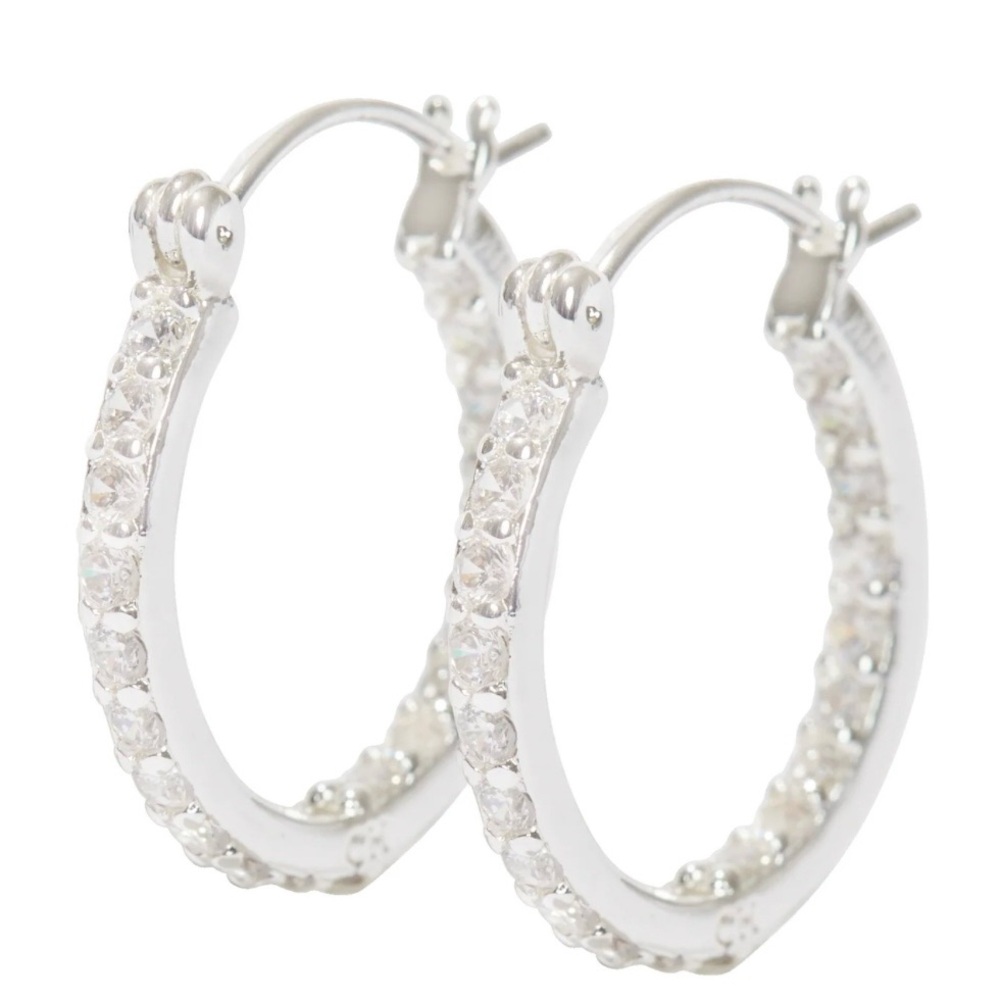 Textured Silver Hoop Earrings with Hinged Closure